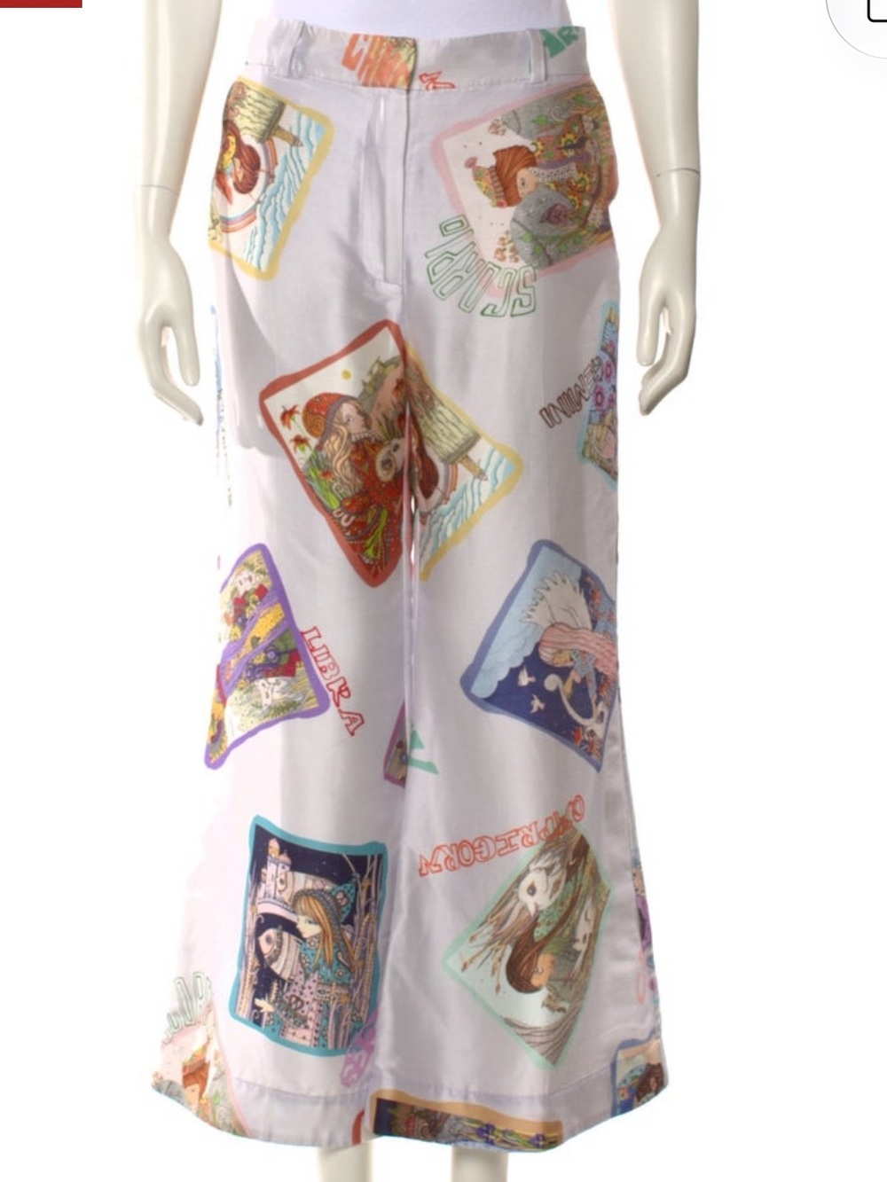 Zimmermann Lavender Silk Maxi Skirt with Multicolor Tarot Panels